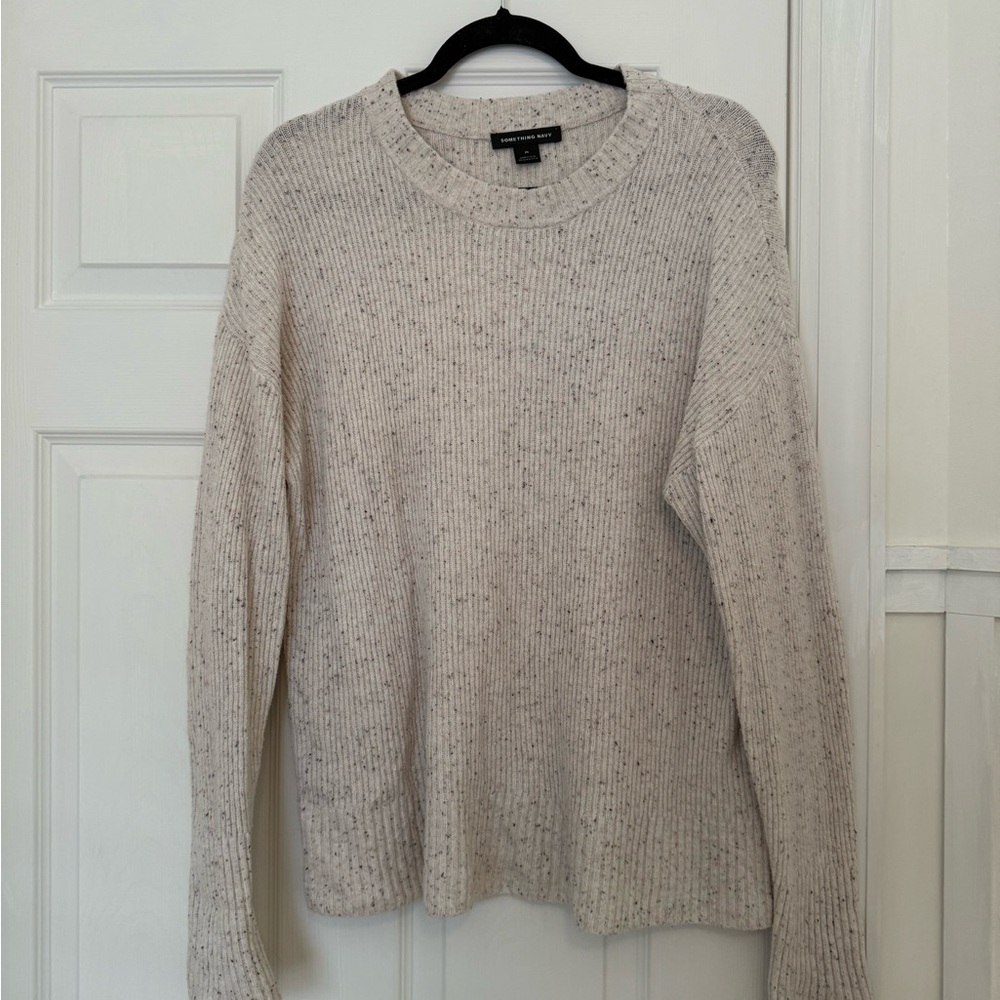 Something Navy Cream Crew Neck Sweater Soft Knit